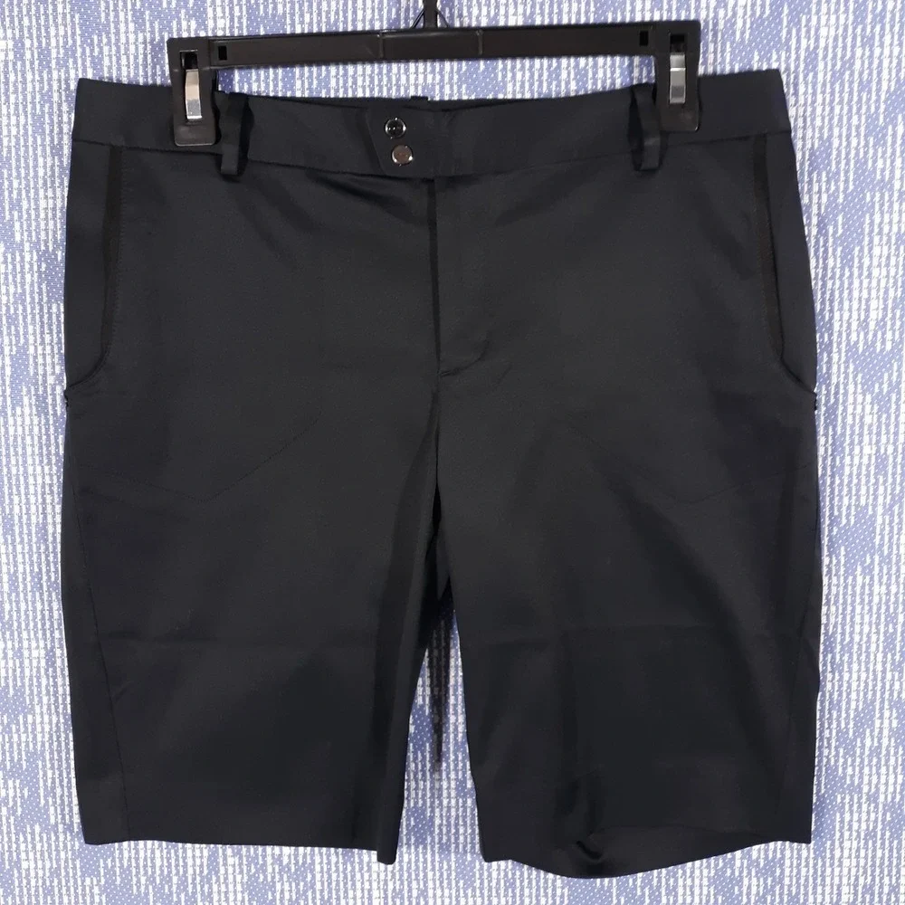 RLX Ralph Lauren Shorts Black Flat Front Performance Golf Womens Size 4